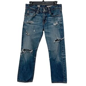 AG Adriano Goldschmied Women 27R Ex Boyfriend Crop Jeans 17 Year Damaged Slouchy
